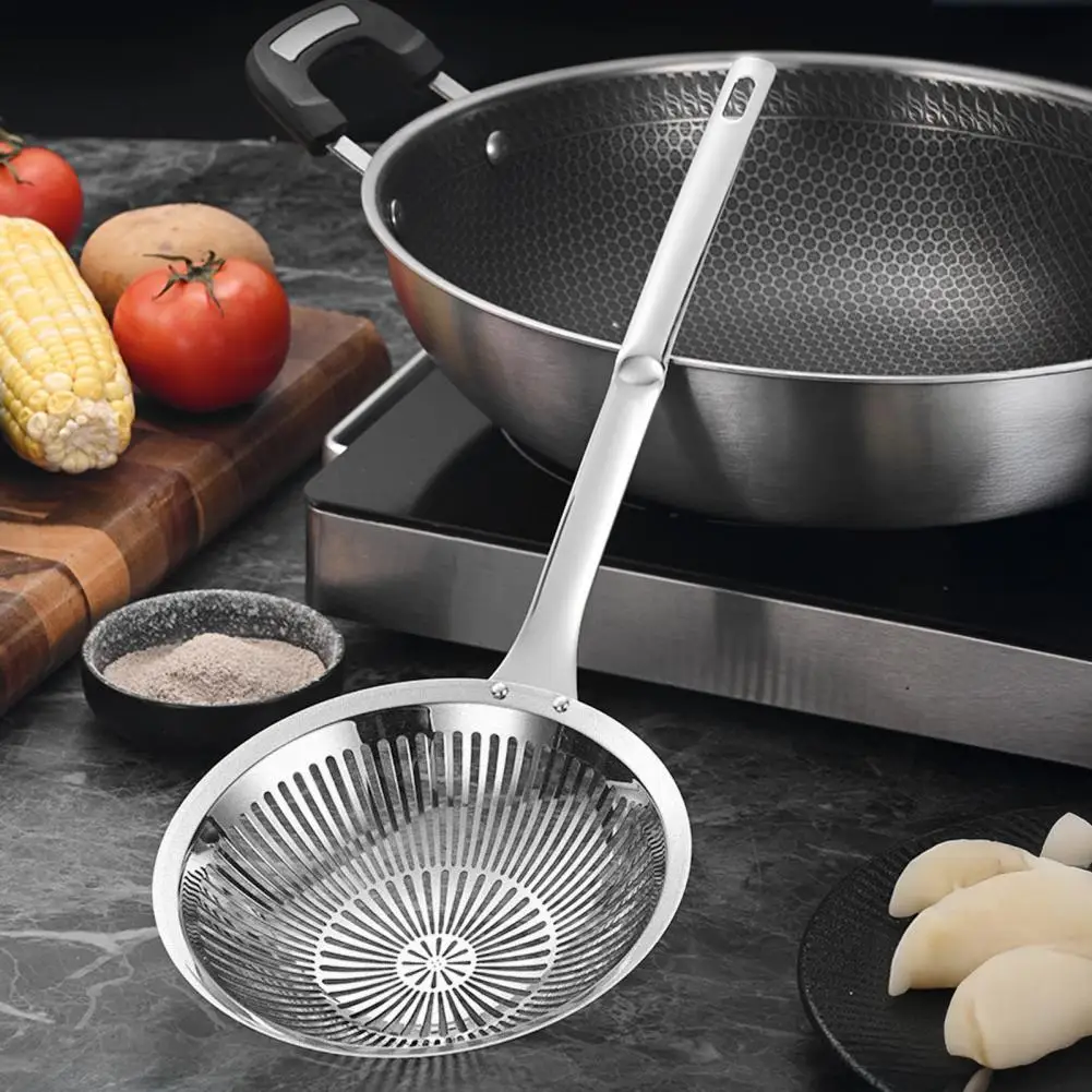 Stainless Steel Deep Skimmer Slotted Spoon For Dumplings Noodles Frying Rust-Proof Essential Kitchen Tool For Hot Pot Pasta