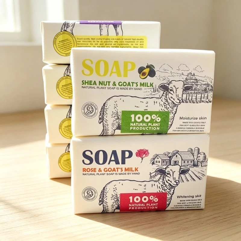 1PC Goat Milk Soap Natural Handmade Face Wash Bath Souvenir Soap Wedding Products Home Bathroom Products