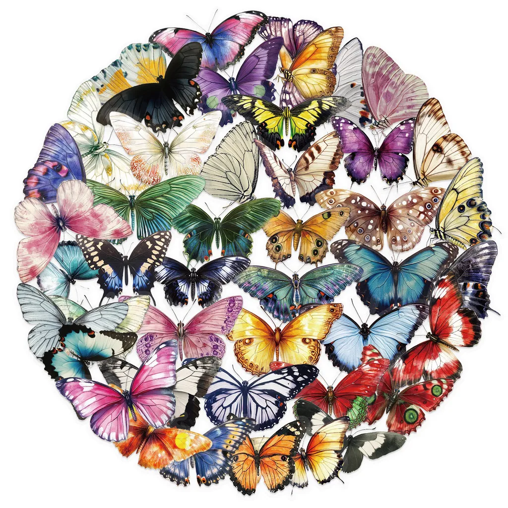 50PCS Transparent Elegant Butterfly Sticker Pack - Waterproof Clear PET for Scrapbook, Guitar BulingBulingStickers Store