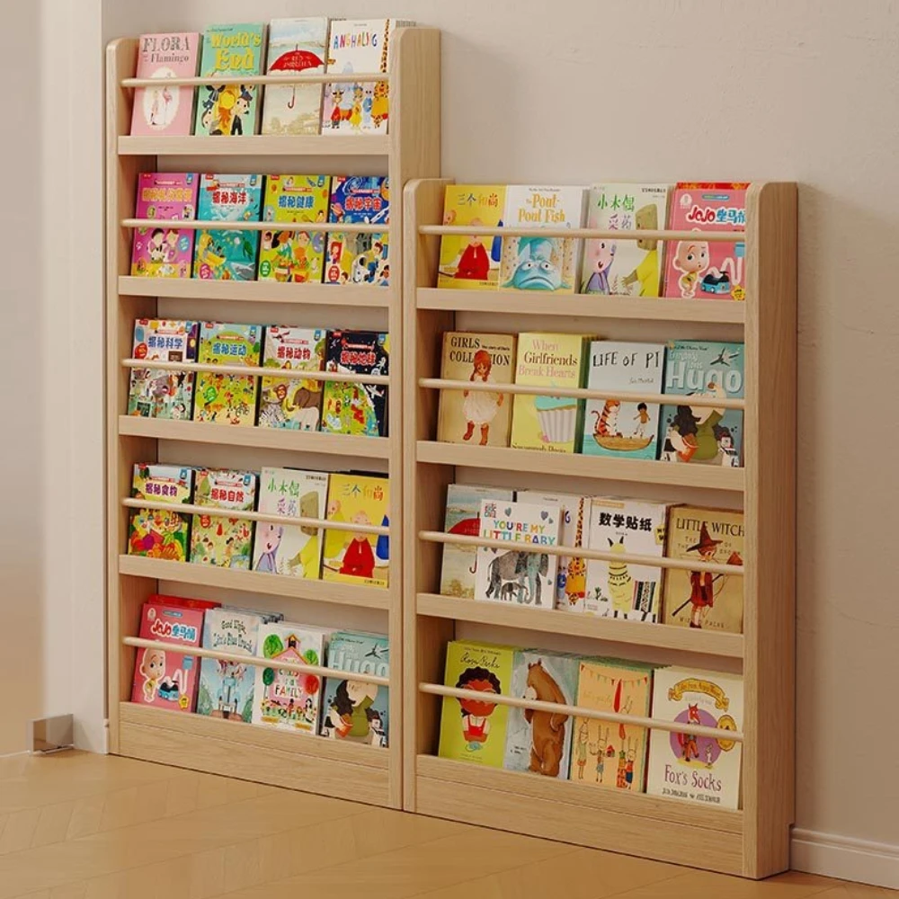 Solid Wood Bookshelf Floor Standing Wall Mounted Multi-layer Storage Rack Household Bookshelf Thin Bookshelf Behind The Door