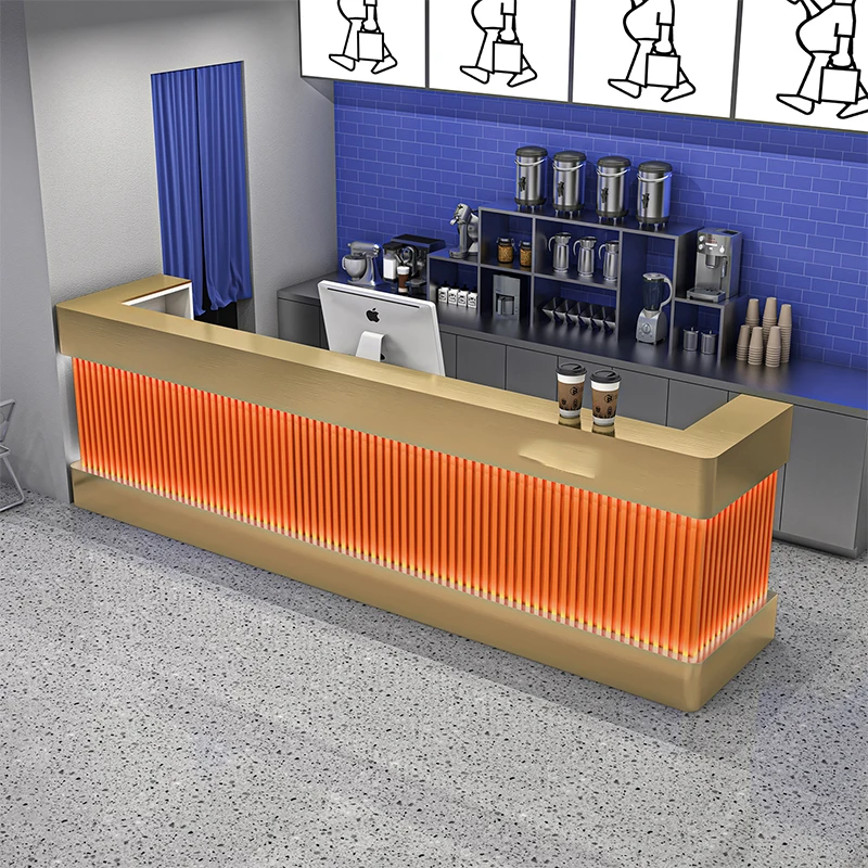 Drawer Shop Reception Desks Bar Shelves Led Lights Corner Reception Desks Organizers Simple Comptoire Accueil Trendy Furniture