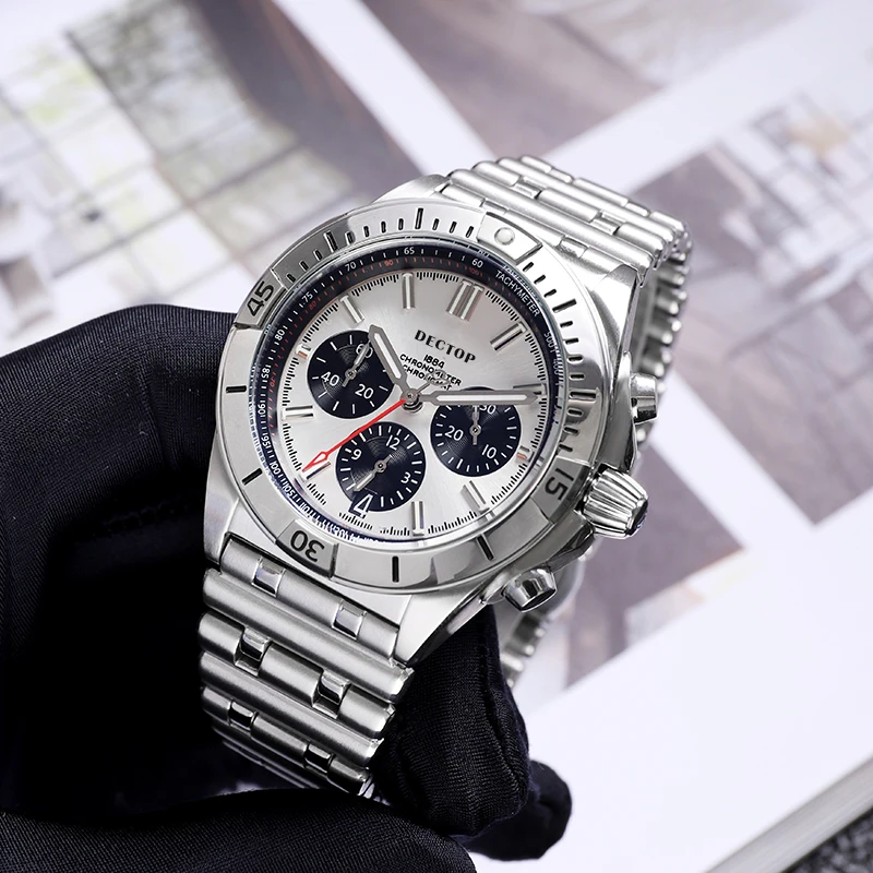 OUPAI 2024 New Arrival Bullet Stainless Steels Strap Quartz Chronograph Waterproof Luminous Sport Watch Man Racing Wristwatch