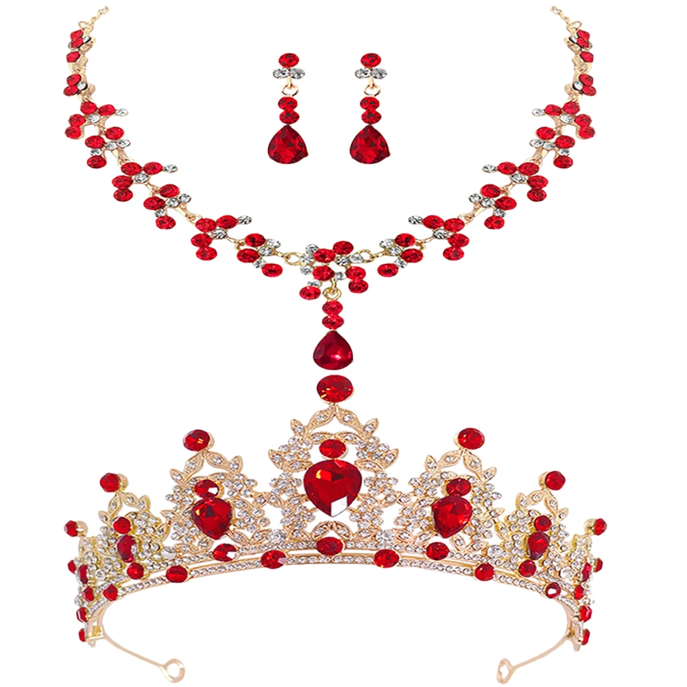 

1Set Wedding Bridal Jewelry Tiara Necklace Earrings Elegant Accessories Rhinestone Crystal Wedding Jewelry for Bride