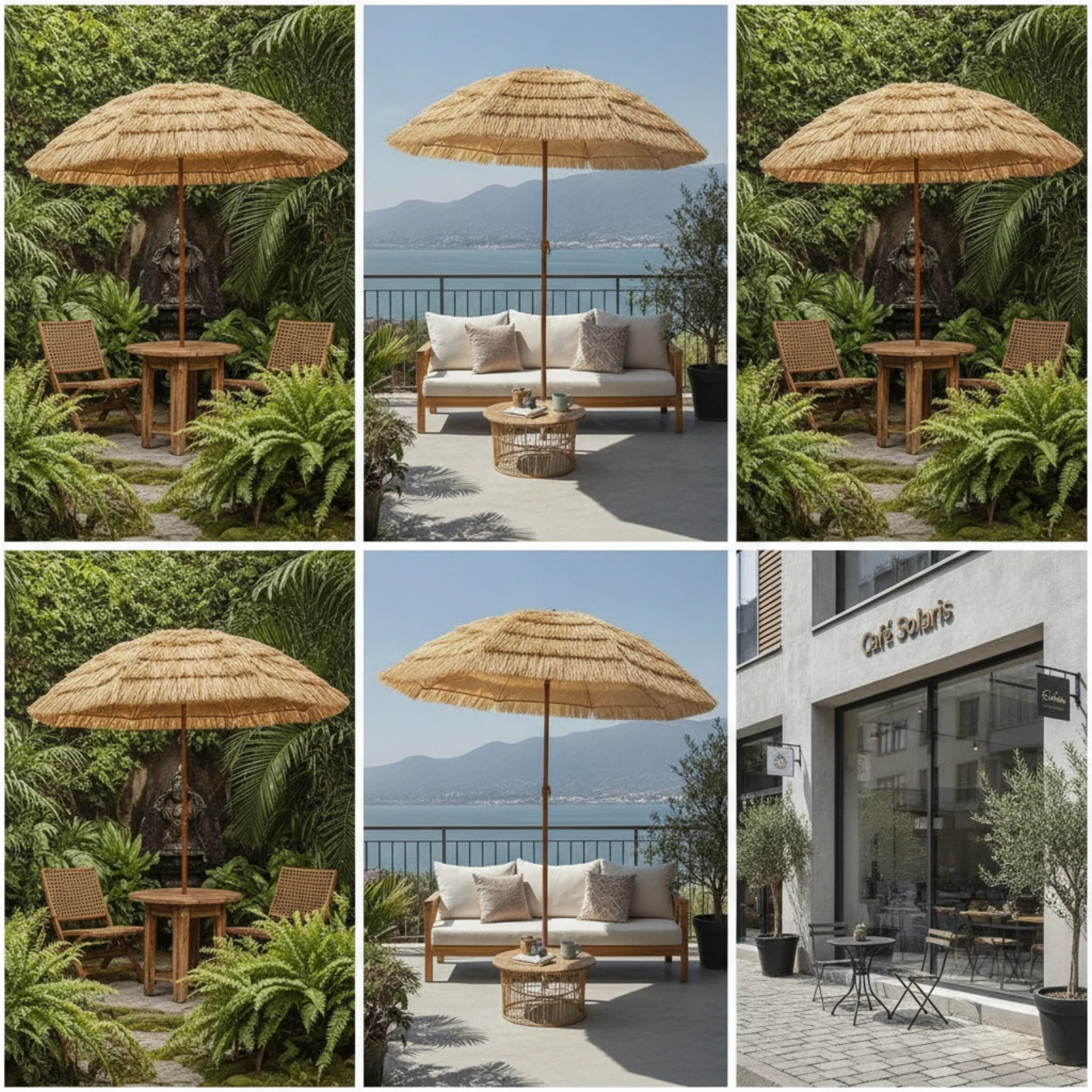 Thatched Umbrella Hawaiian Straw Umbrella Sunshade Sturdy Heavy Duty for Patio, Garden