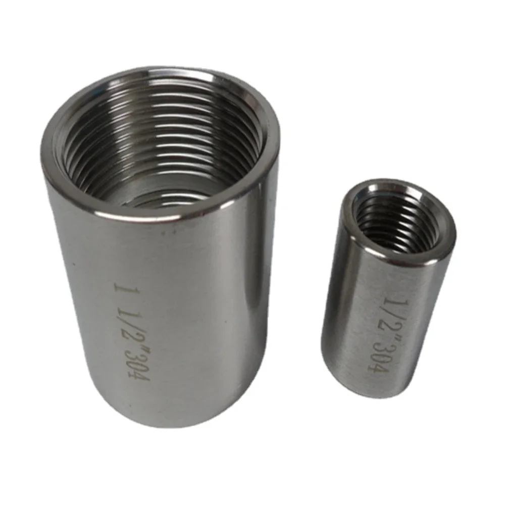 High Pressure 1/8" 1/4" 3/8" 1/2" 3/4" 1" 1-1/2" 2" BSP NPT Female 304 316 Stainless Steel Round Coupler Pipe Fitting Connector