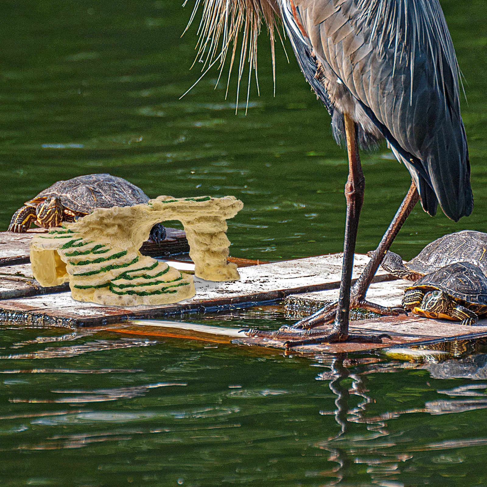 

Resin Turtle Basking Platform Pet Hiding House For Reptiles Tortoise Habitat Accessories Fish Tank Ornament Desktop Decor