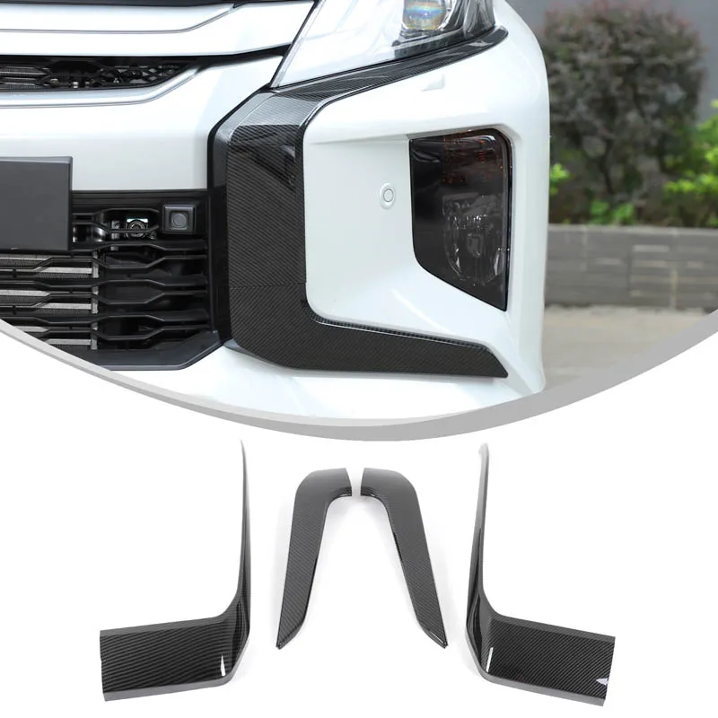 For 2019-2023 Mitsubishi L200 Triton front center grille decorative strip car modification accessories ABS carbon fiber pattern