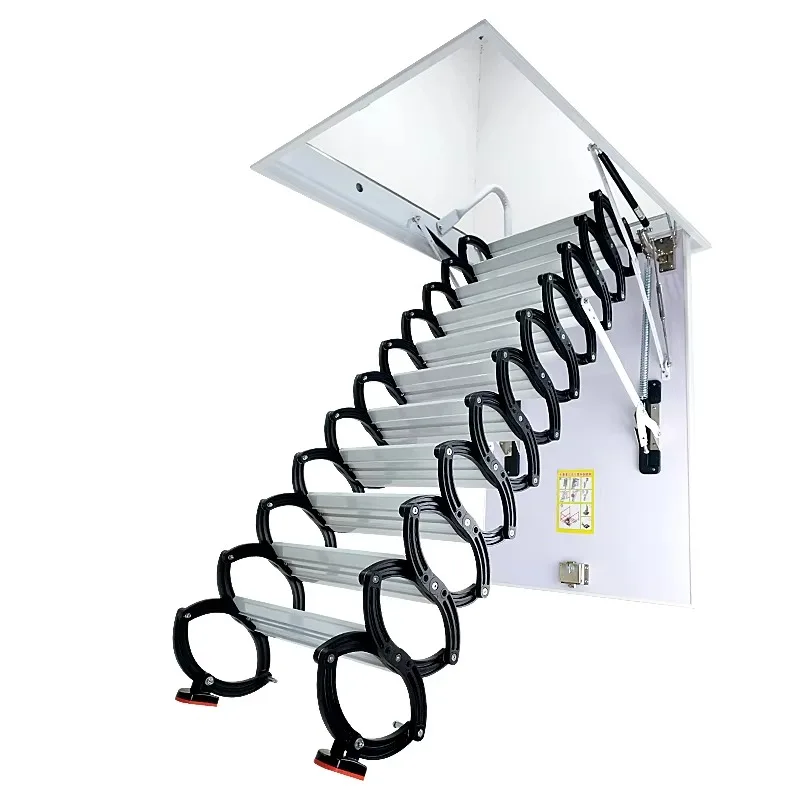 Foldable Telescopic Extension Ladder Carbon Steel 300kg Load Capacity Retractable Step Stairs for Attic & Home Use