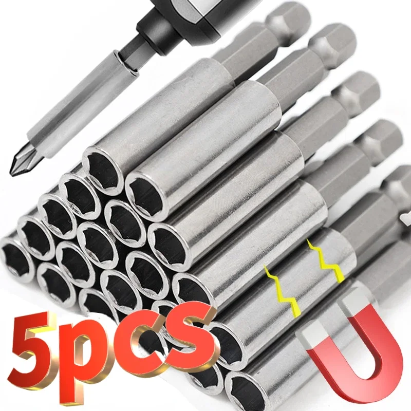 

5/1pcs Magnetic Screwdriver Extension Hexagonal Handle Extended Connecting Rod Carbon Steel Screwdrivers Bit Holder Power Tools