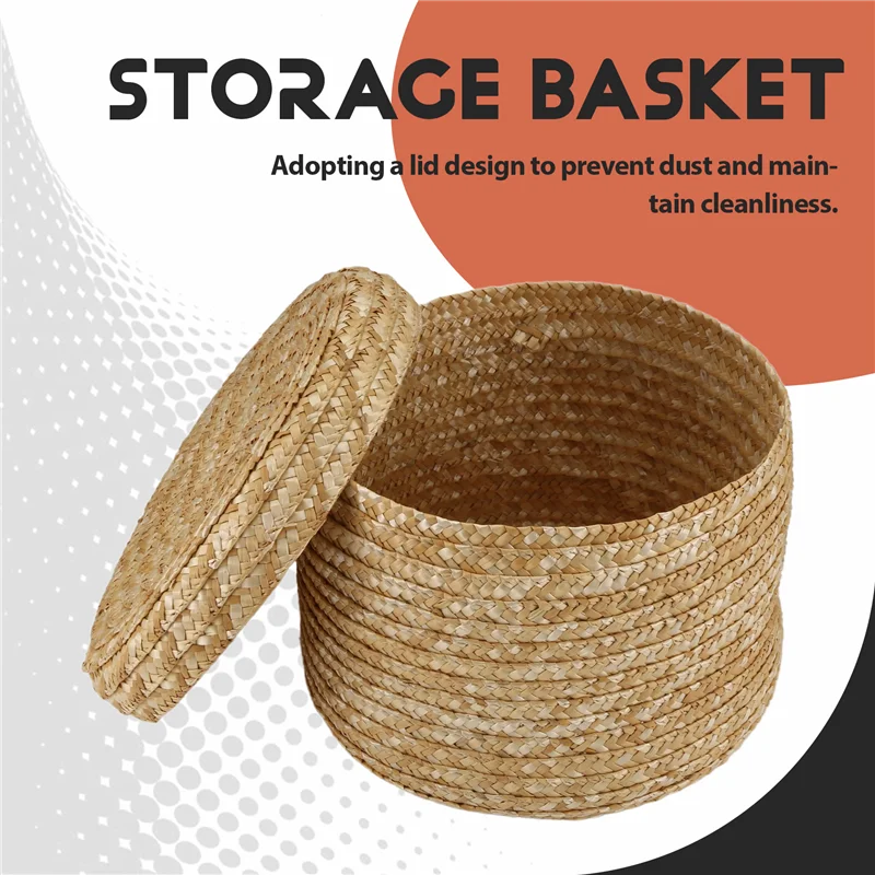 ABHI-Wheat Straw Woven Storage Basket Storage Basket Innovative Basket Rustic Natural Brown Finish Storage Decorative Basket