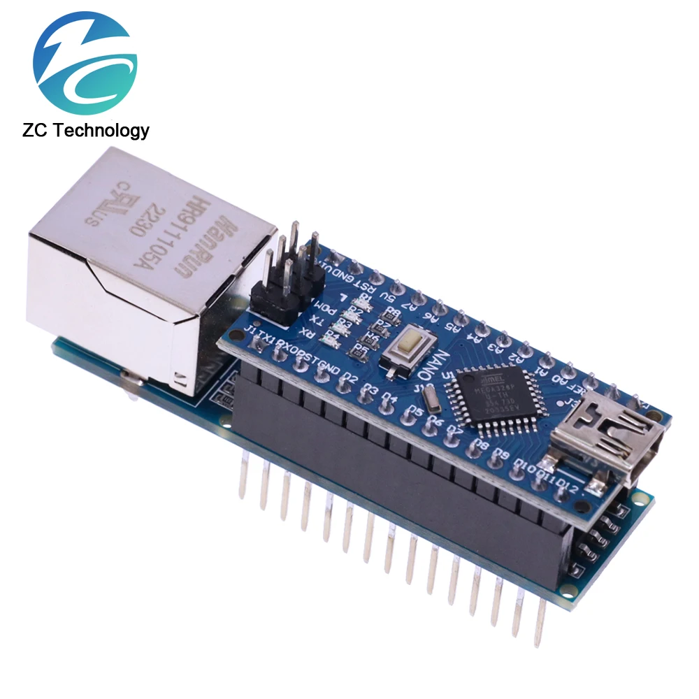 Imagem -03 - Mini Escudo Ethernet para Arduino Módulo Webserver Compatível com Nano 3.0 v3 Ch340g Rj45 Microchip Hr911105a Enc28j60 V1.0