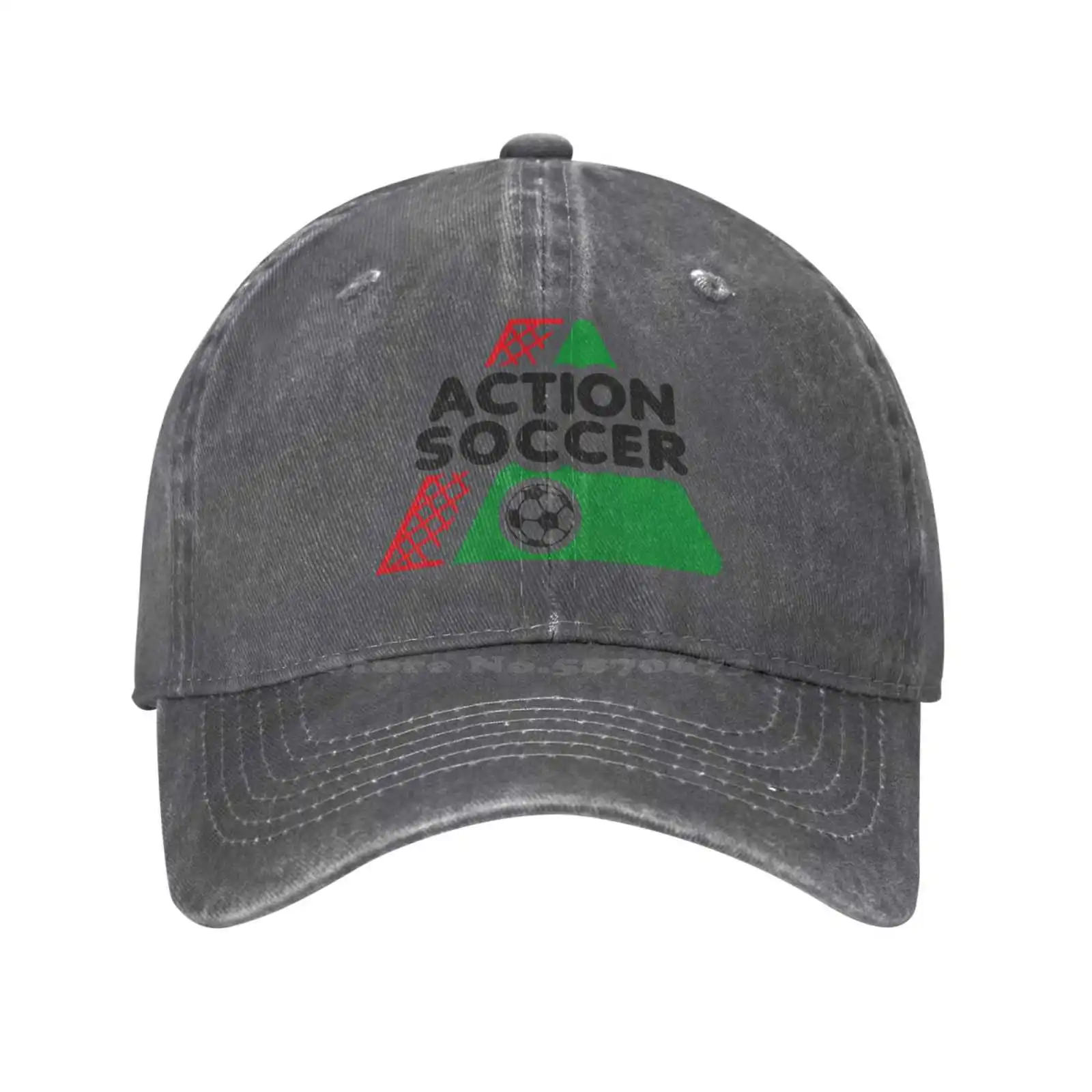 Action Soccer Logo Print Graphic Casual Denim cap Knitted hat Baseball cap