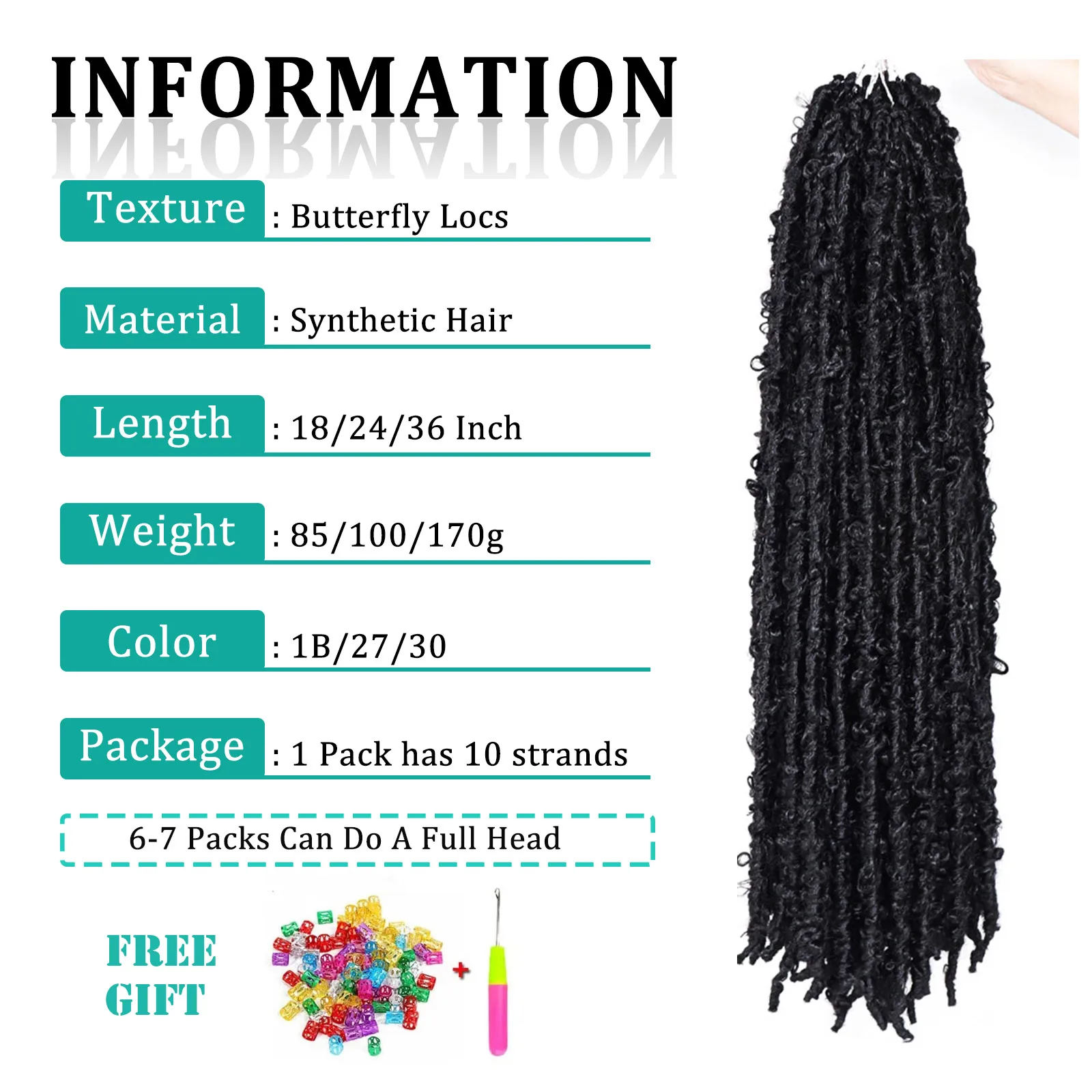 18 24 36 Inch Butterfly Locs Crochet Hair Extensions Synthetic Distressed Soft Locs Pre Looped Braids for Black Women