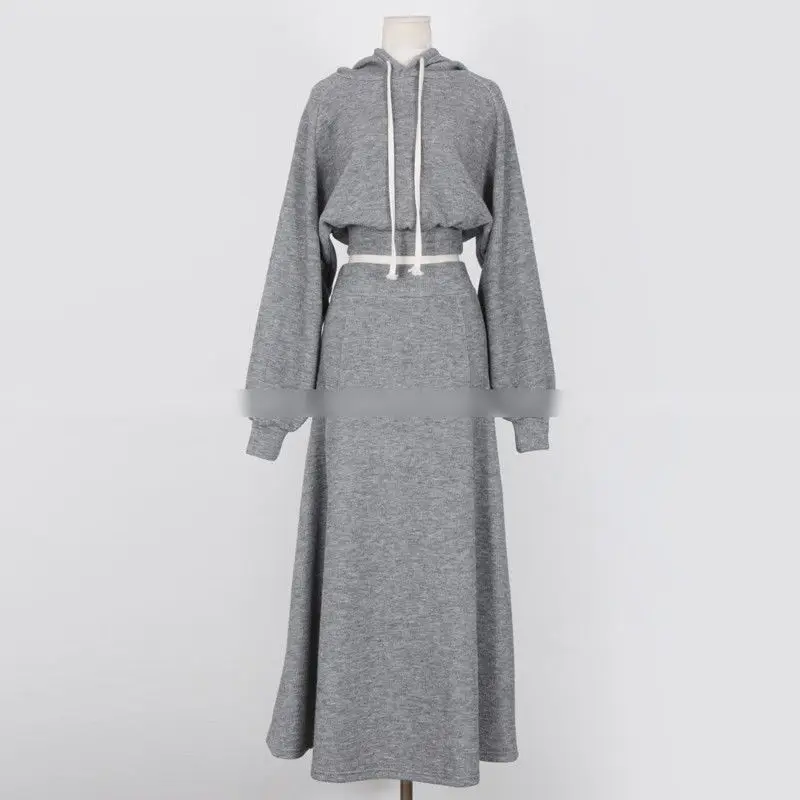 

Весна-Осень 2022, женские повседневные спортивные стильные толстовки, юбки, комплект из двух предметов, женские модные топы с капюшоном, юбка, наряды, новая одежда