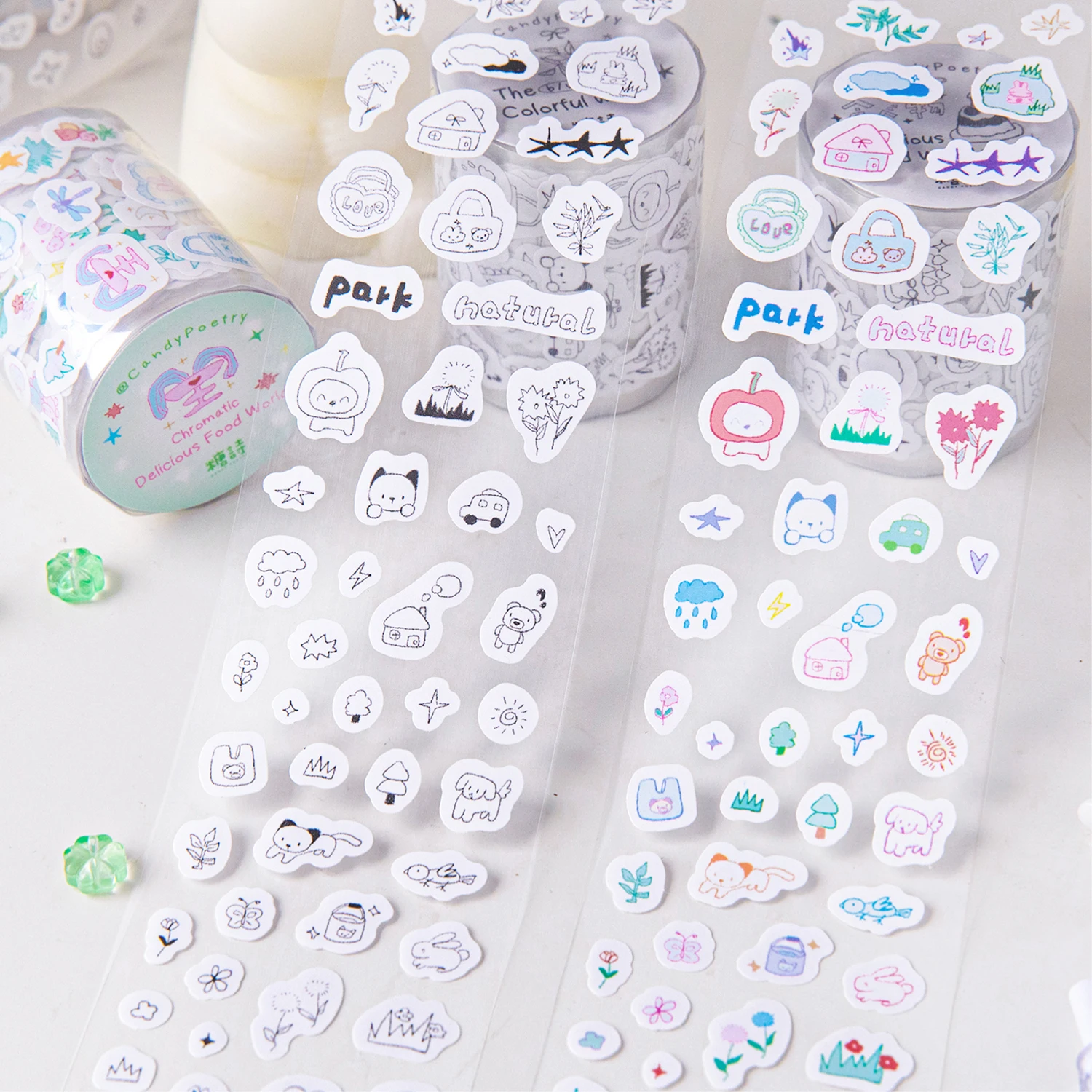 200 cm/rollo de ilustración bonita, cinta troquelada con tema de animales de gatito, cuaderno creativo, Material de Collage de taza Guka, cinta decorativa DIY