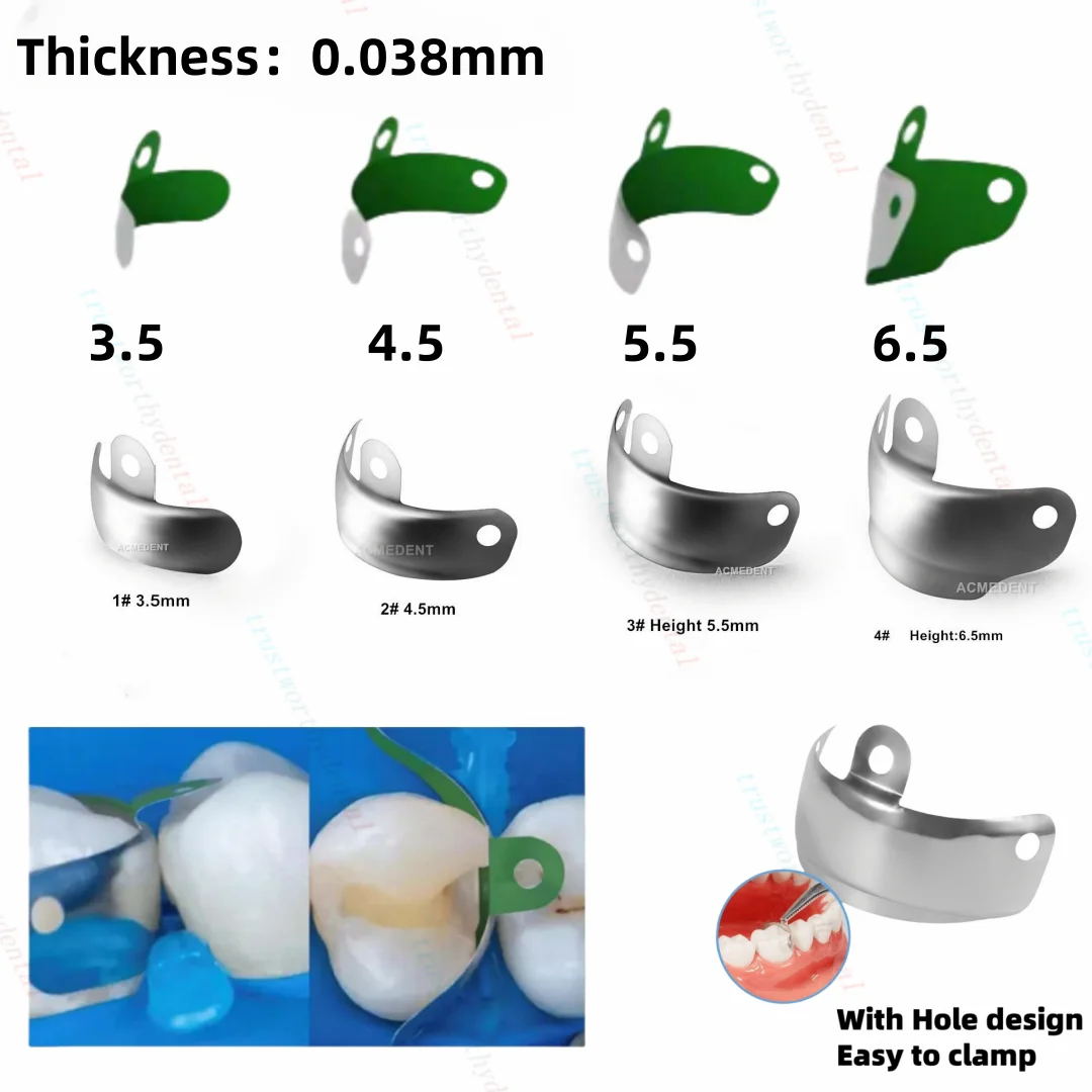 Dental Matrix Bands Non-Stick Composite Matrices Green PTFT Teflon Coat Matrice Can High Temperature and Pressure Sterilization