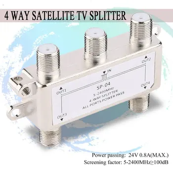 4 Way Satellite Antenna Cable TV  Distributor 5-2400MHz F Type SP-04 Splitter Home TV Equipments Signal Receiver for SATV/CATV