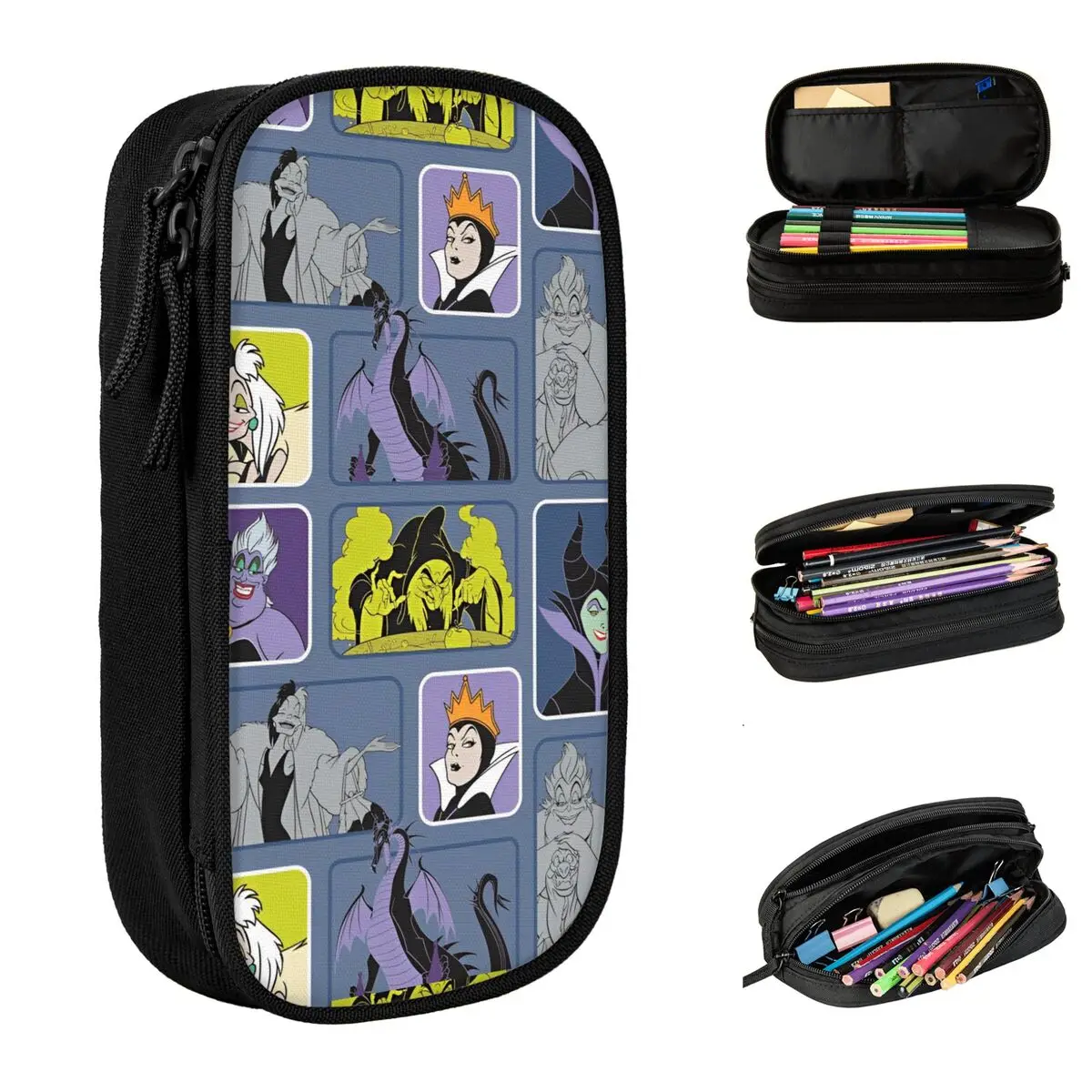 Villains Cartoon Pencil Case Maleficent The Evil Queen Pencilcases Pen Box Student Large Storage Bag School Supplies Stationery