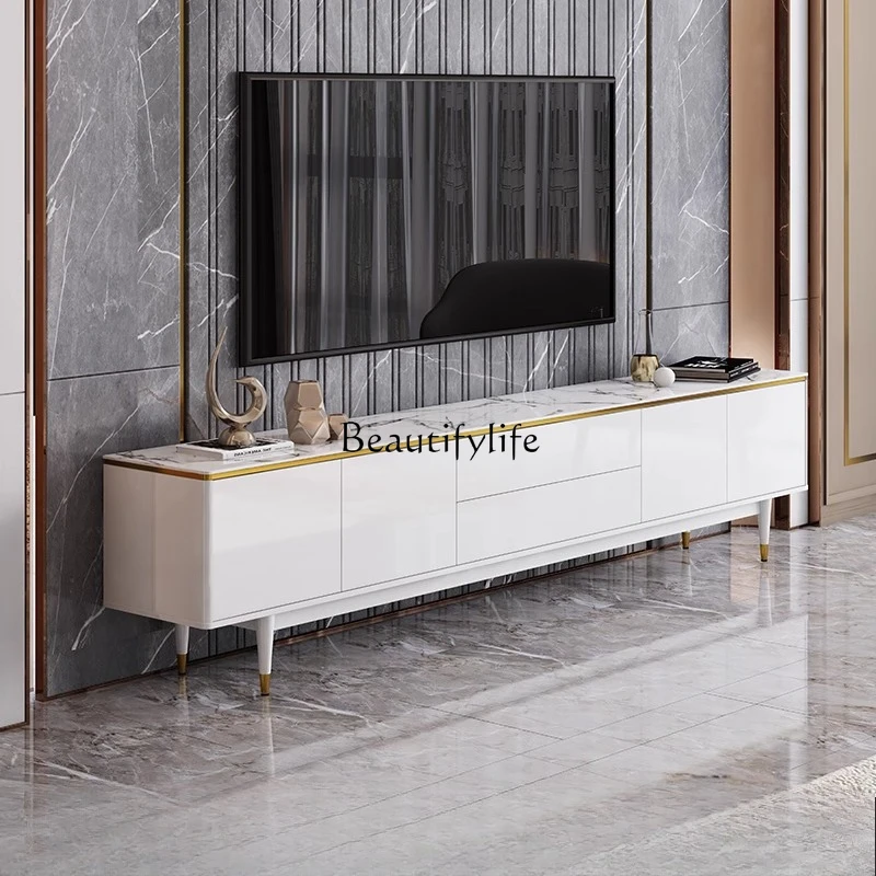

Light luxury rock panel TV cabinet, living room household small apartment TV cabinet