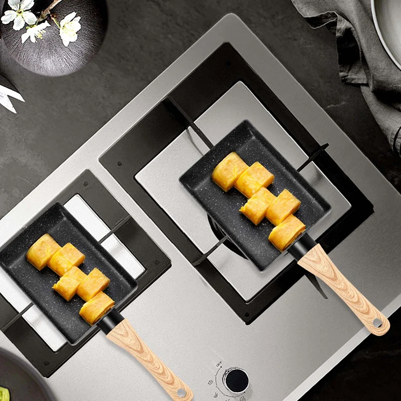 Сковорода Tamagoyaki из омлета, черная антипригарная сковорода, сковорода для блинов, кухонный горшок для блинов, используется только для газовой плиты