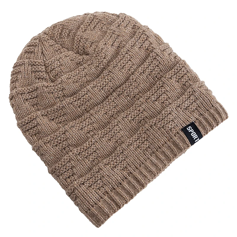Unisex Fashion Beanie Hat Plush Fur Lined Hats For Men Women Keep Warm Knitted Hat Fashion Solid Ski Sports Winter Cap