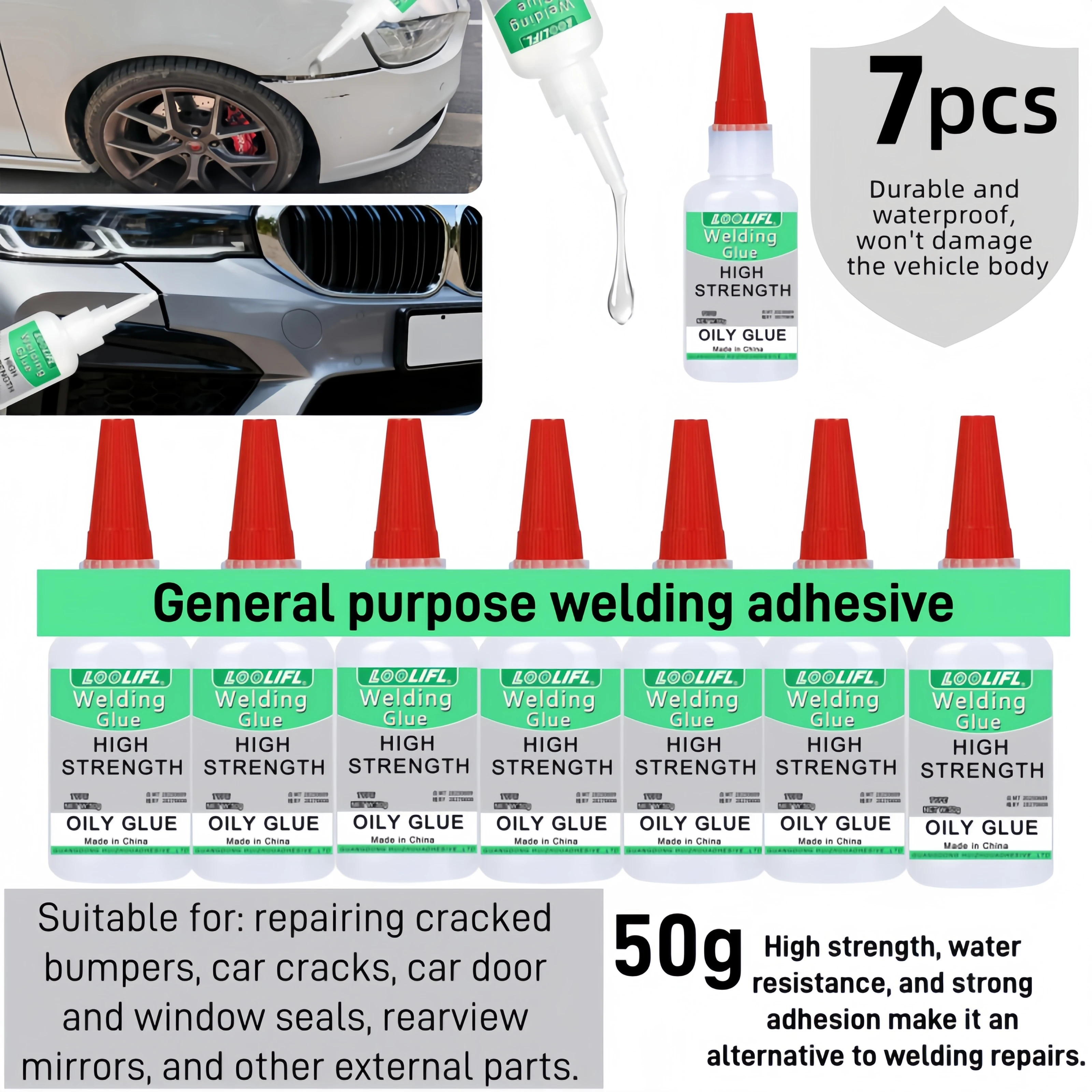 Heavy-Duty Car Bumper Plastic Adhesive - Structural Repair Adhesive for Cracks, Chips, and Impact Damage - No Welding Required, Suitable for Repairing Bumpers, Mirror Bases, and Exterior Plastics - Recommended by Auto