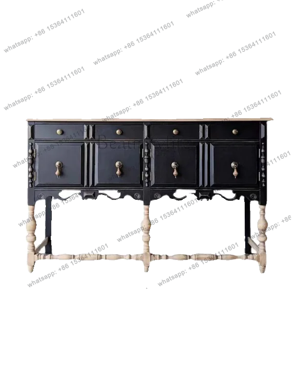 

American retro solid wood porch cabinet small apartment against the wall