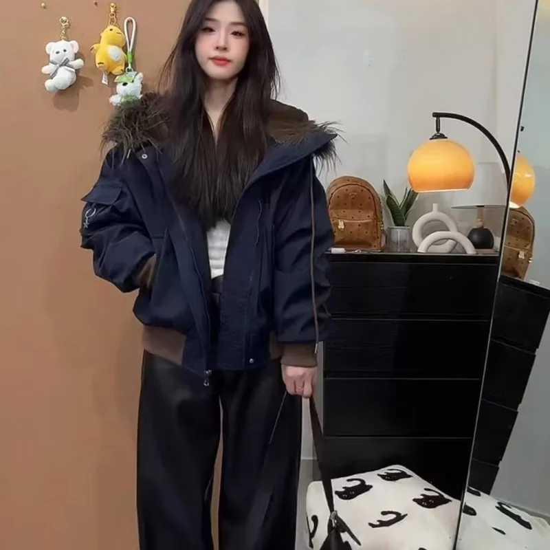 Warm Thicked Trendy Hot Sell Outwears American Vintage Warm Hoody Slim Coat Preppy Style Minority Harajuku Soft Crop Top