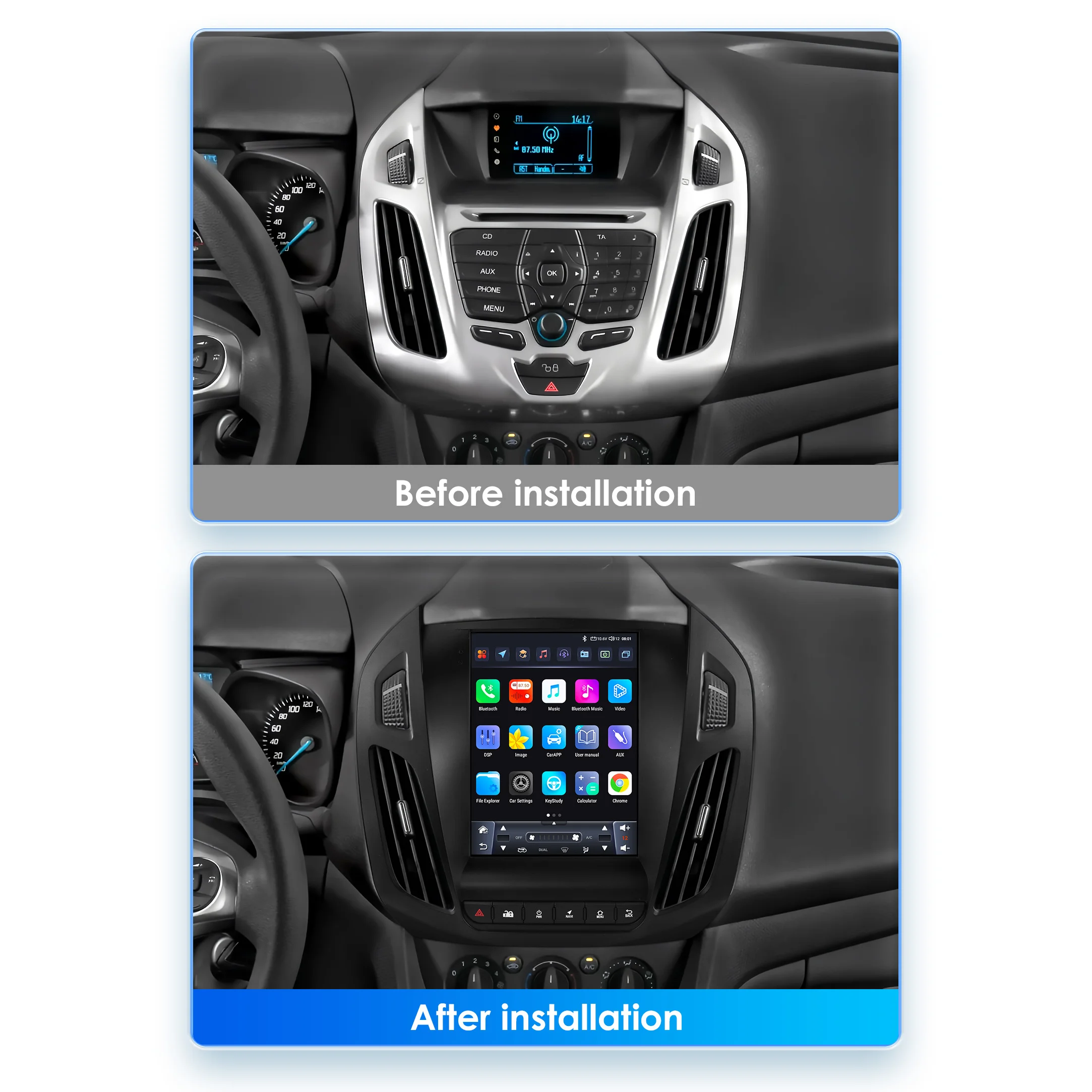 360Camera 9.7 ''Android 13 Autoradio Voor Ford Transit /Tourneo Connect 2013-2018 Auto Multimedia Video 4G 2din Draadloze Carplay - afbeelding 2