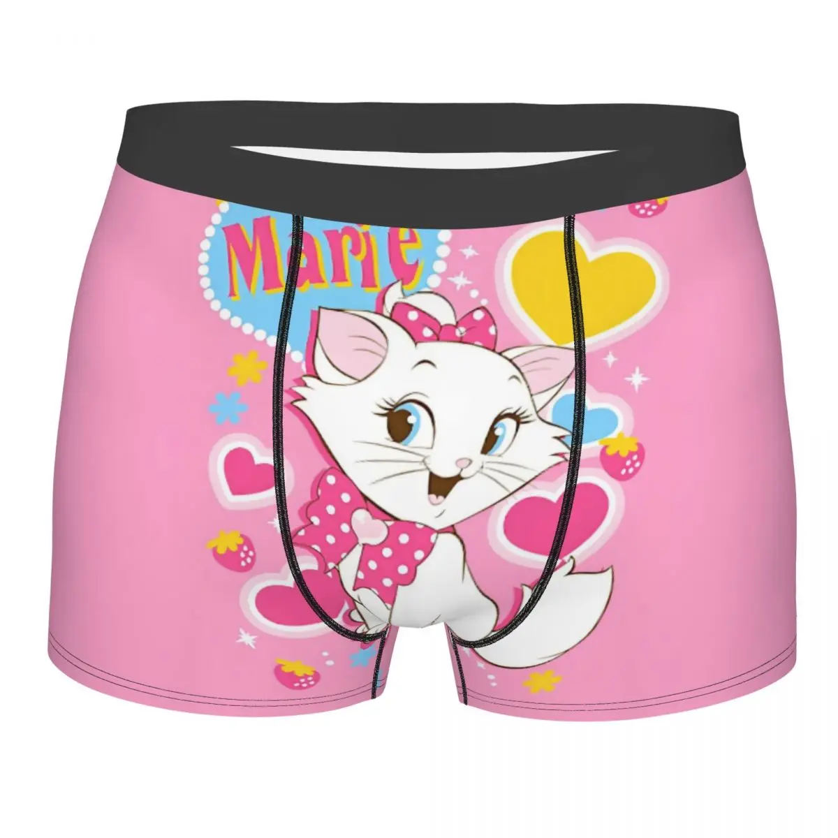 

Мужская новинка на заказ, нижнее белье с милым мультяшным котом Мари, розовый фильм с котенком, трусы-боксеры, мягкие шорты, трусы