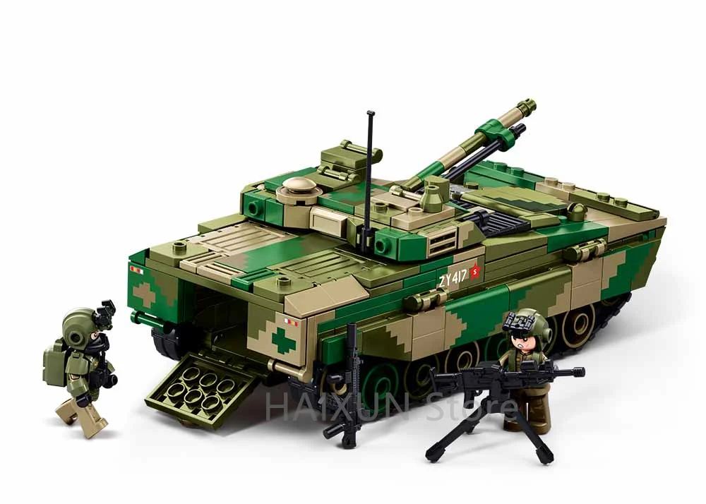 Briques de construction Sluban Building boy ZBD-04AS Véhicule blindé - Avec 2 figurines Puzzle jouet militaire char jouet cadeau