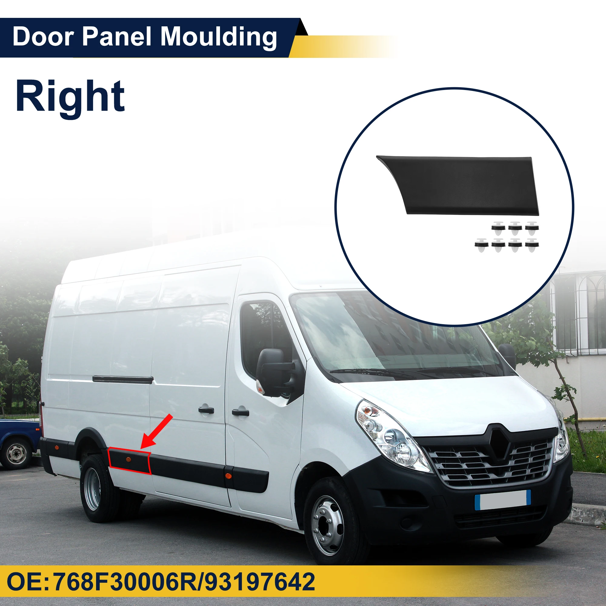 UXCELL Exterior Pillar  Trim for Renault Master III 2010-2014 Right Door Panel 1 Set