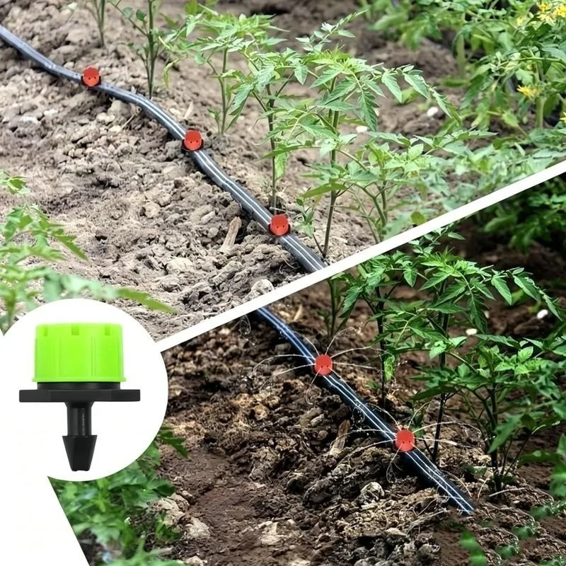74 pcs-Hole Drip Emitters, Green 8-Hole Design and Independent Switch Valve, ideal for Garden Balcony Watering