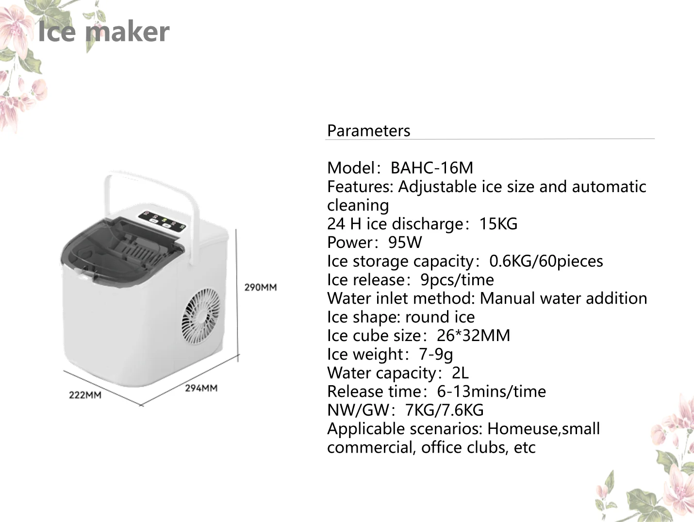 15 kg/24 H Automatische Eiswürfelmaschine Tragbare Elektrische Runde Eisblock, Der Maschine Familie Bar Kaffee Shop Milch tee shop