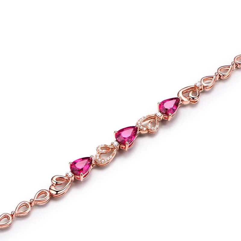 rubellite 18k  Female Bracelets Fine Jewelry  Gift Girl Thin Trendy Solid 750 Real Bangle Party Good Nice
