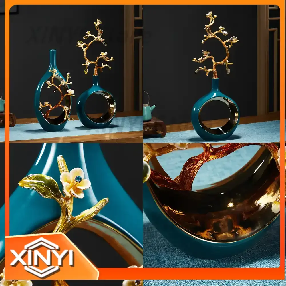 Enamel Ceramic Art Vase for New Home Decoration Gift for Moving In New Chinese Style Living Room Decor Creative Hand Painted