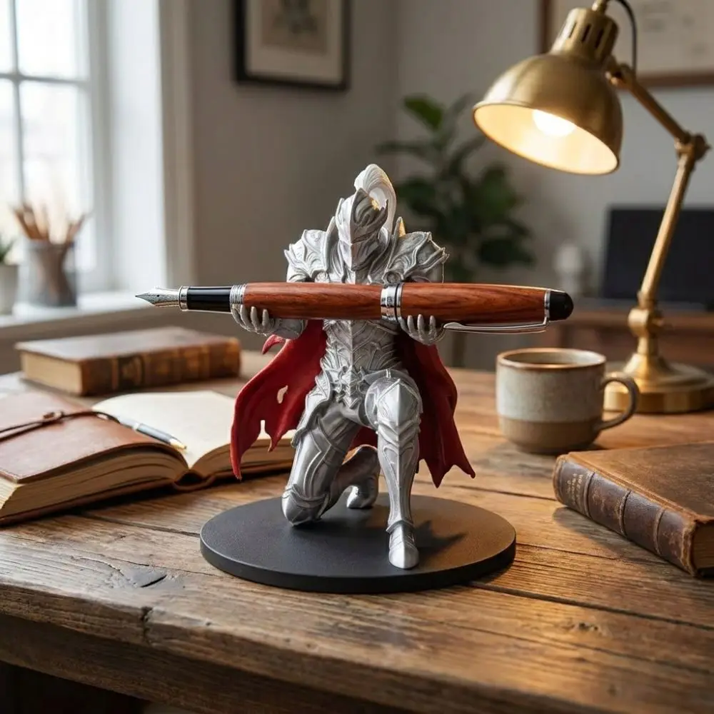 Storage Holder 3D Printed Knight Pen Holder Unique Multi-functional Warrior Desk Organizer Plastic Stationery Stand Home Office