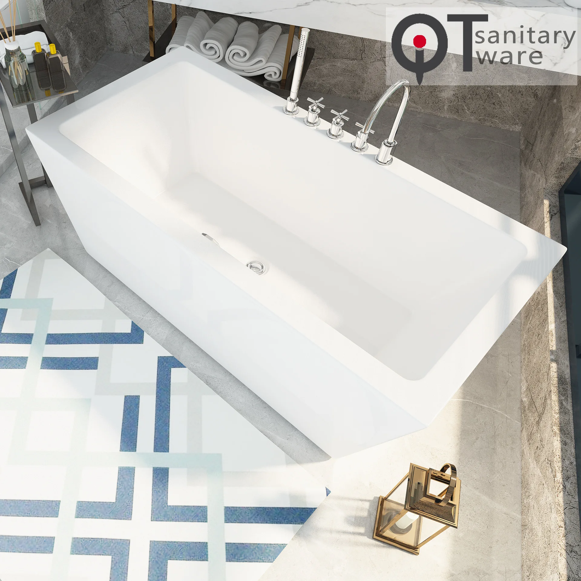 Can be tooled by the cylinder on the faucet rectangular acrylic independent Foshan factory directly supplied QT-043