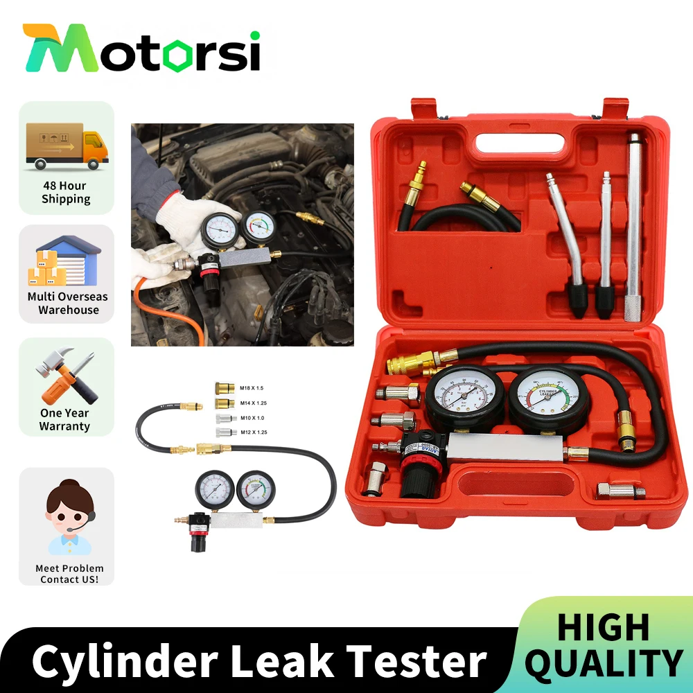 Kit de testeur de fuite de cylindre Motorsi, manomètres de pression de moteur de voiture, Test de Compression, détecteur de fuite, ensemble d'outils avec Tube d'extension