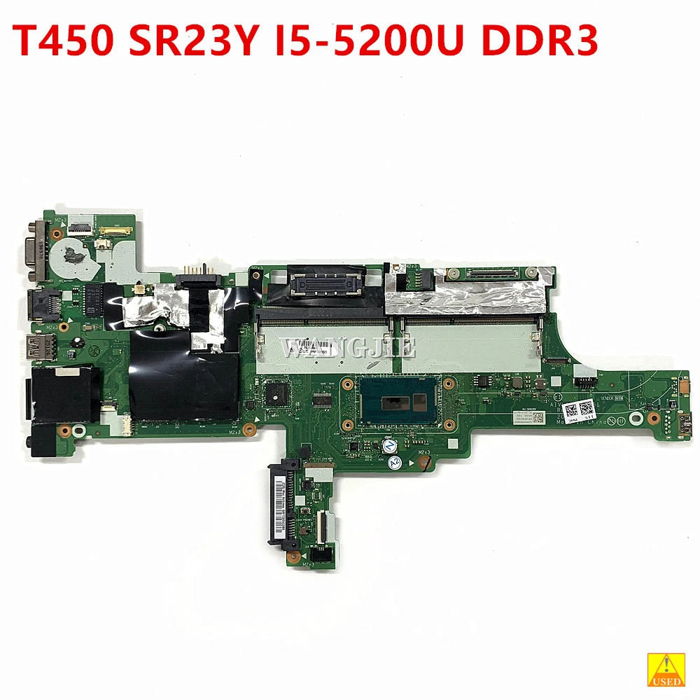 For Lenovo Thinkpad T450 Laptop Motherboard AIVL0 NM-A251 00HN501 SR23Y I5-5200U Processor DDR3