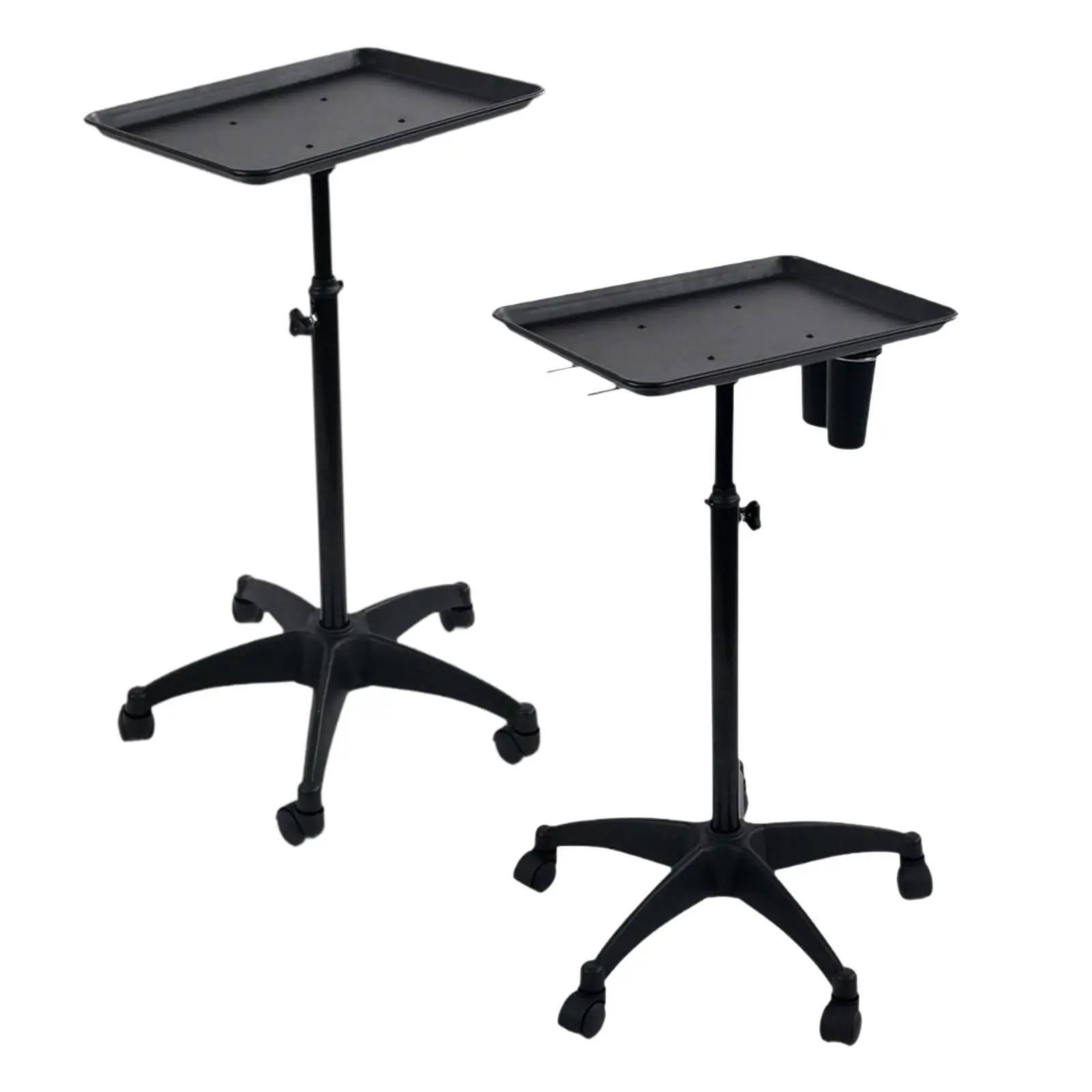 Steel Barbershop Trolley with Tray Adjustable Height for Hair Salon Supply Equipment Mobile Stylist Cart Tool Storage Holder