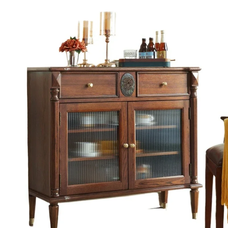 American light luxury solid wood dining side cabinet Nordic modern simple integrated wall wine cabinet tea