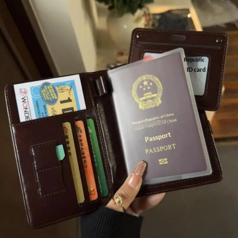 Neue Retro-Leder-Kartenhülle, Reisepass-Etui, Brieftasche, Reisezubehör für Damen und Herren – Detail 8