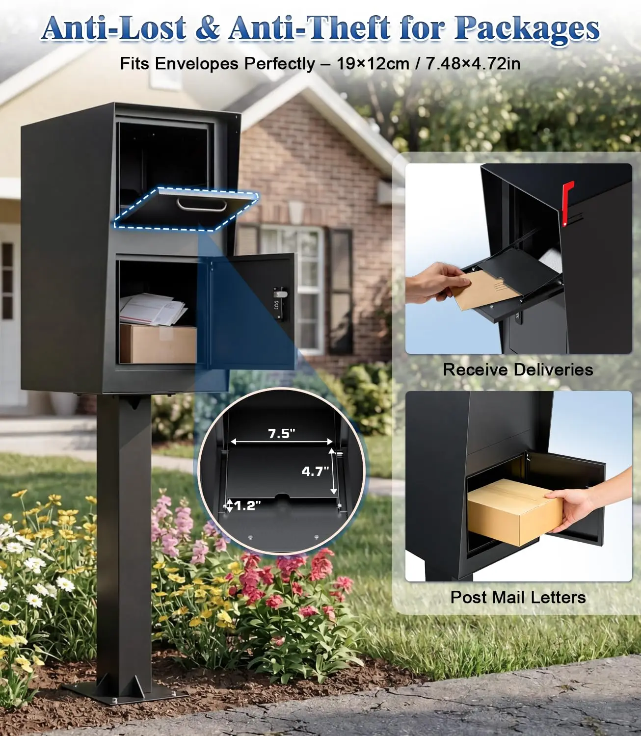 Post-Mount Mailbox, Mailboxes for Outside Weather Resistant, Large Outdoor Mailboxes, Mail Manager Curbside Locking