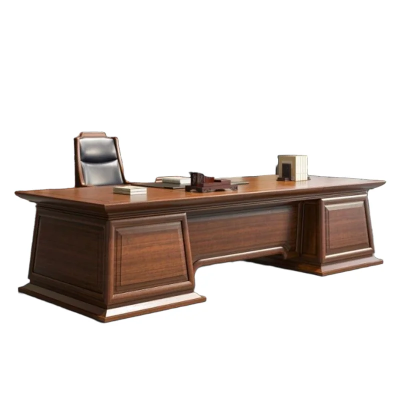 

New Chinese solid wood boss table high-end black walnut desk