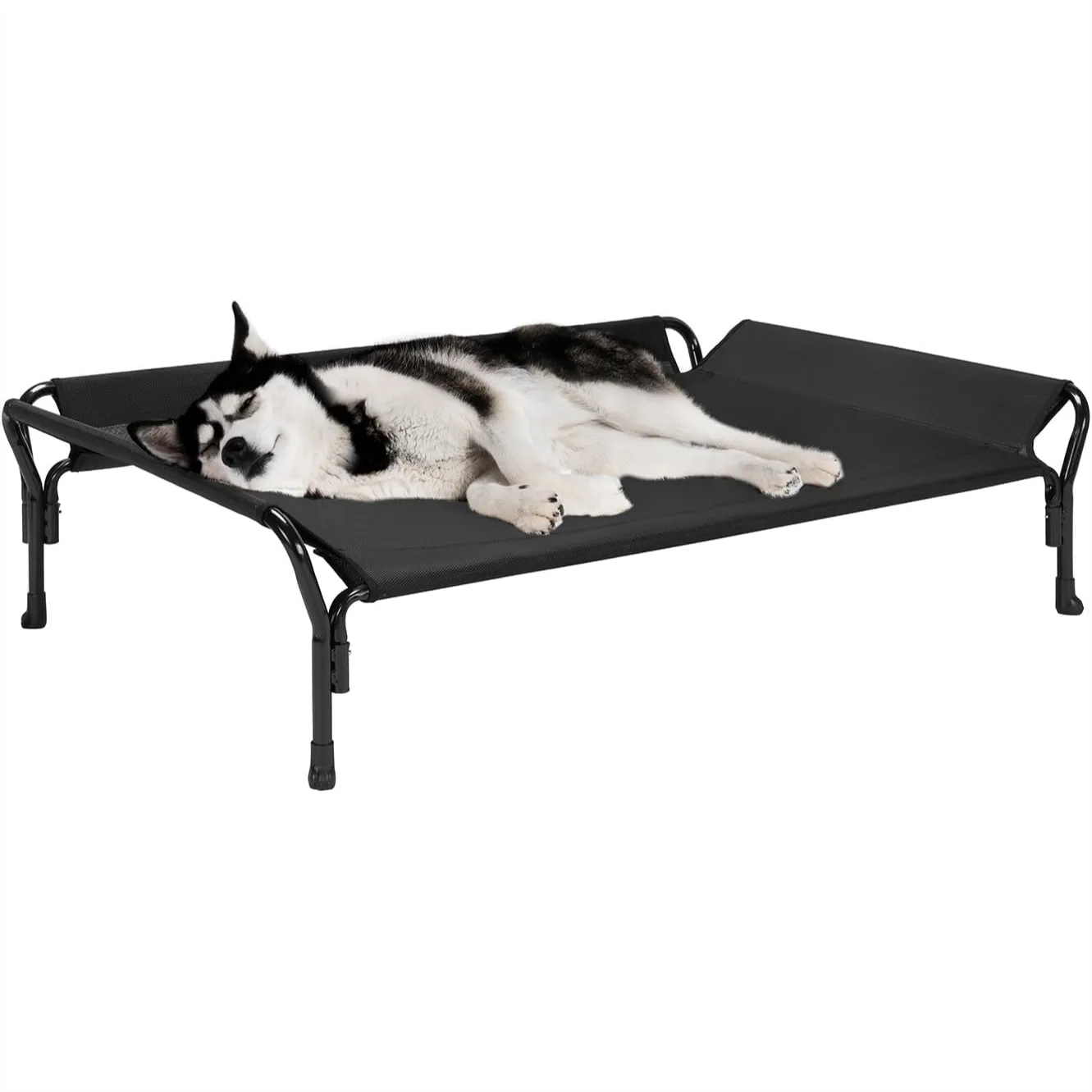

Cooling Elevated Dog Bed With Guardrail And Slope Headrest, Raised Pet Cot For Indoor Outdoor, Durable Breathable Teslin Mesh, Large 47 X 32 Inch Black
