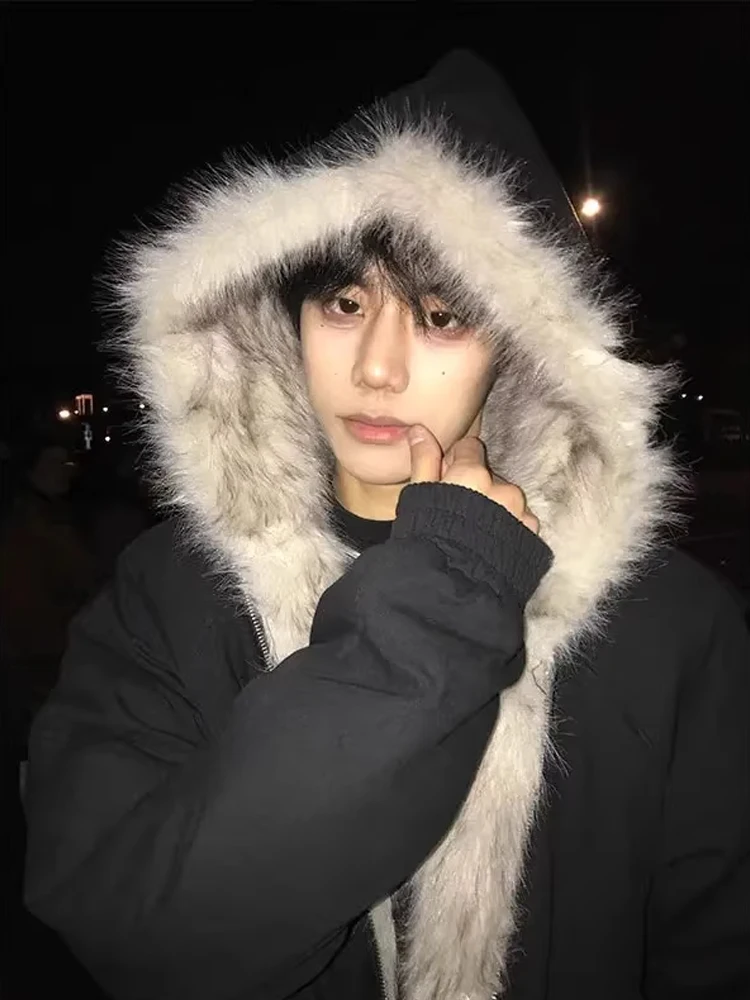 

Cleanfit Men's Hooded Jaet Thiened Fce Lined Cotton Coat Winter Warm Outerwear with Fur Collar Casual Loose Fit Youth ...