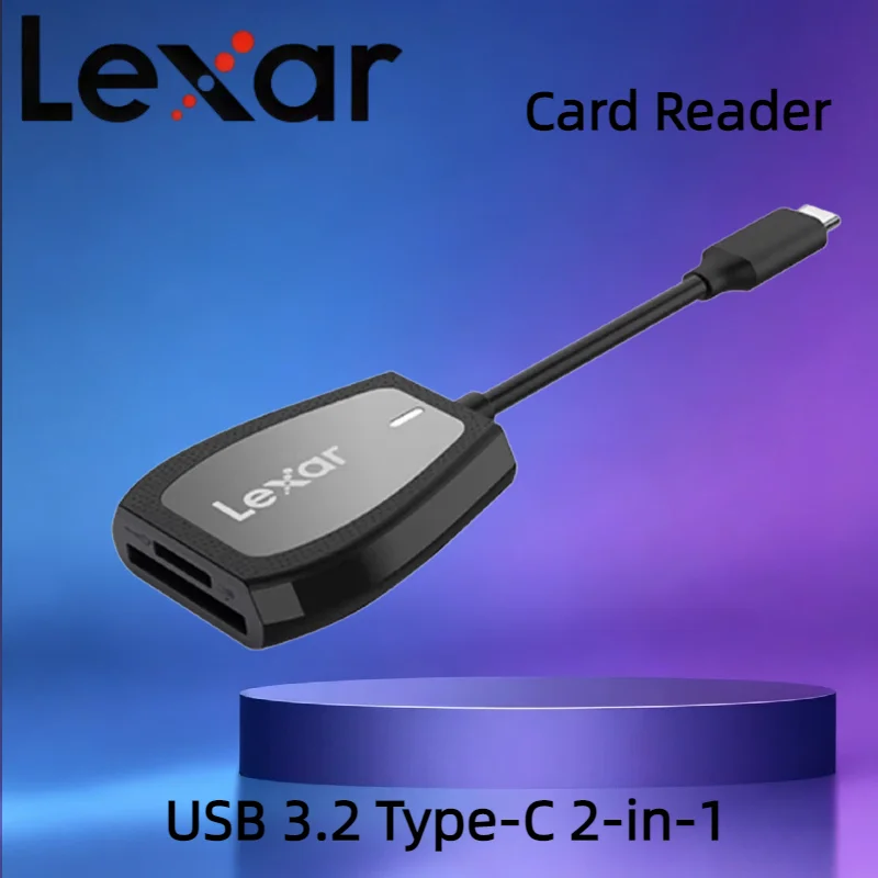 Lexar Professional USB 3.2 Type-C Dual-Slot Reader Supports SD and microSD UHS-II Cards for Laptop Desktop Up To 312MB/s Read