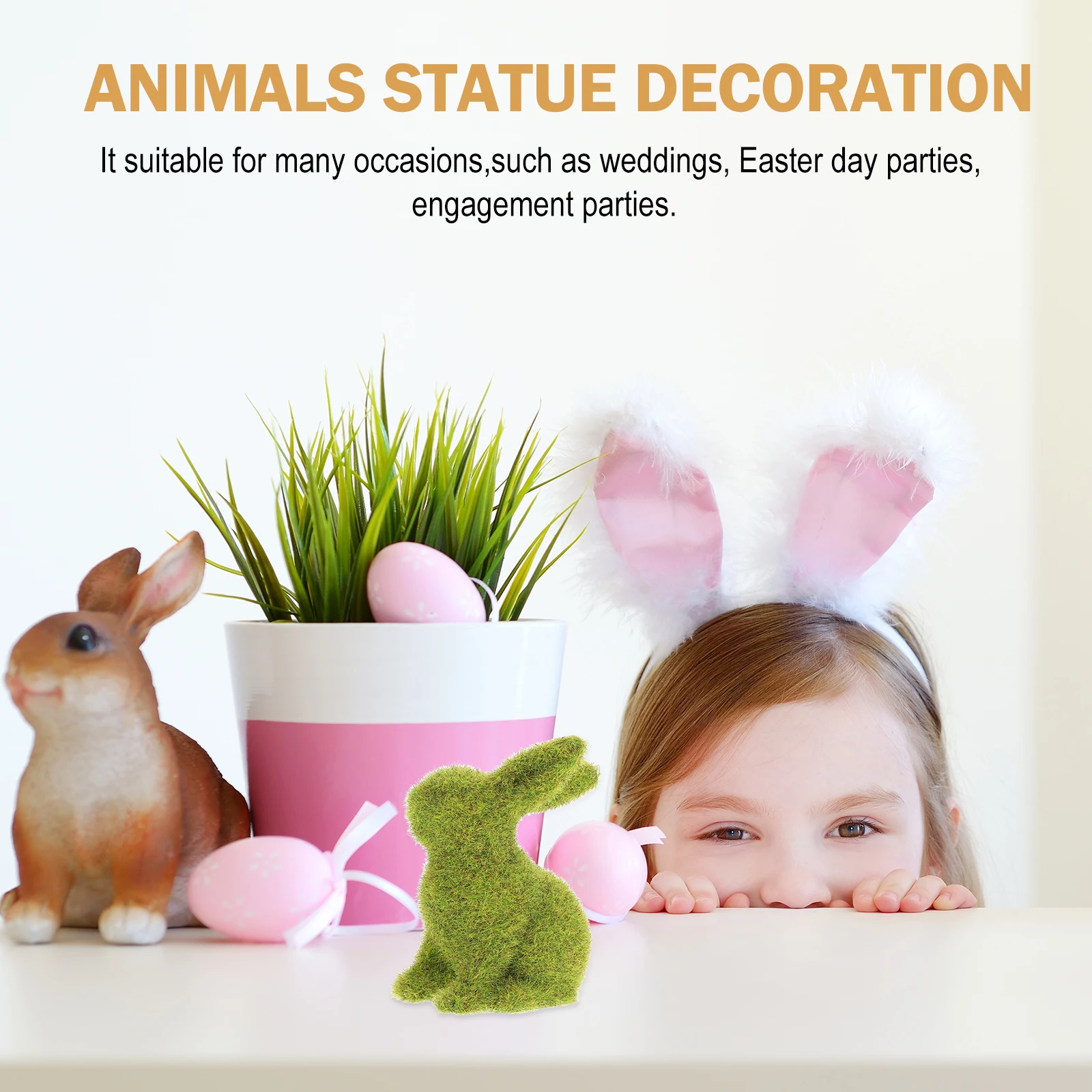 

Animal Statue Ornaments Rabbit Garden Decoration Window Flocking Bunny Table Bunnie Decorations