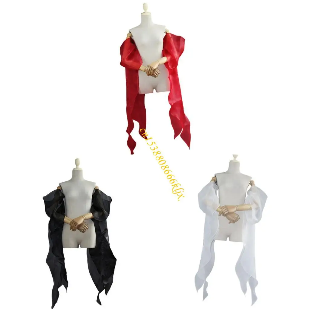 Sheer Bride Rleeves Odnotowane okładki ramienia z płynącą wstążką dla sukni 066c